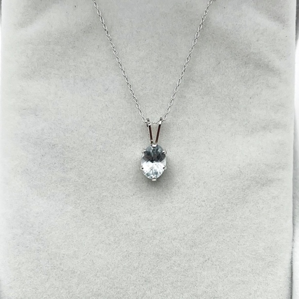 .75 Ct Genuine Aquamarine Oval Cut Sterling Silver Dainty Pendant Necklace